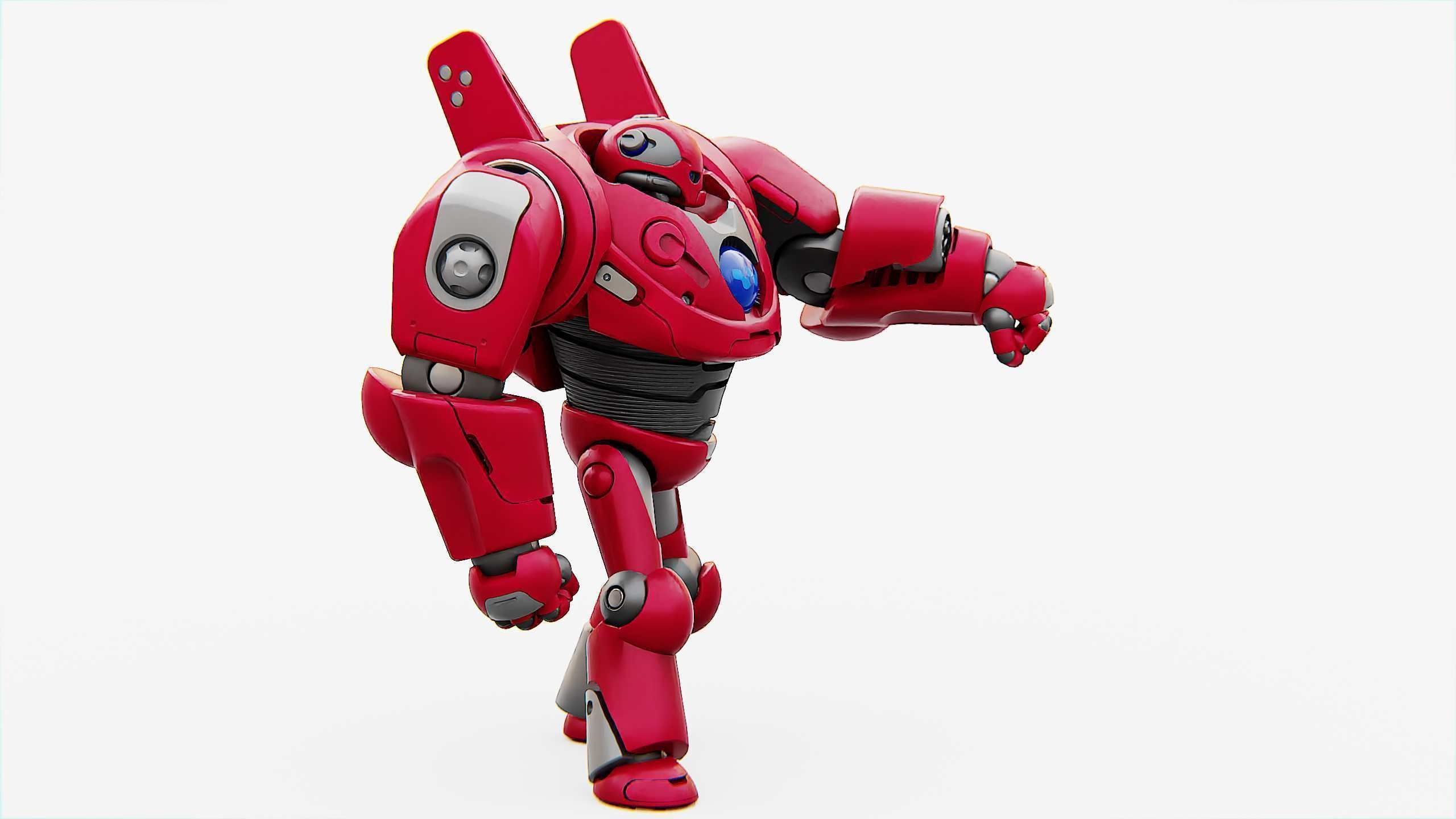BATTLE DROID RED DEMON  RIGGED 3D model_5