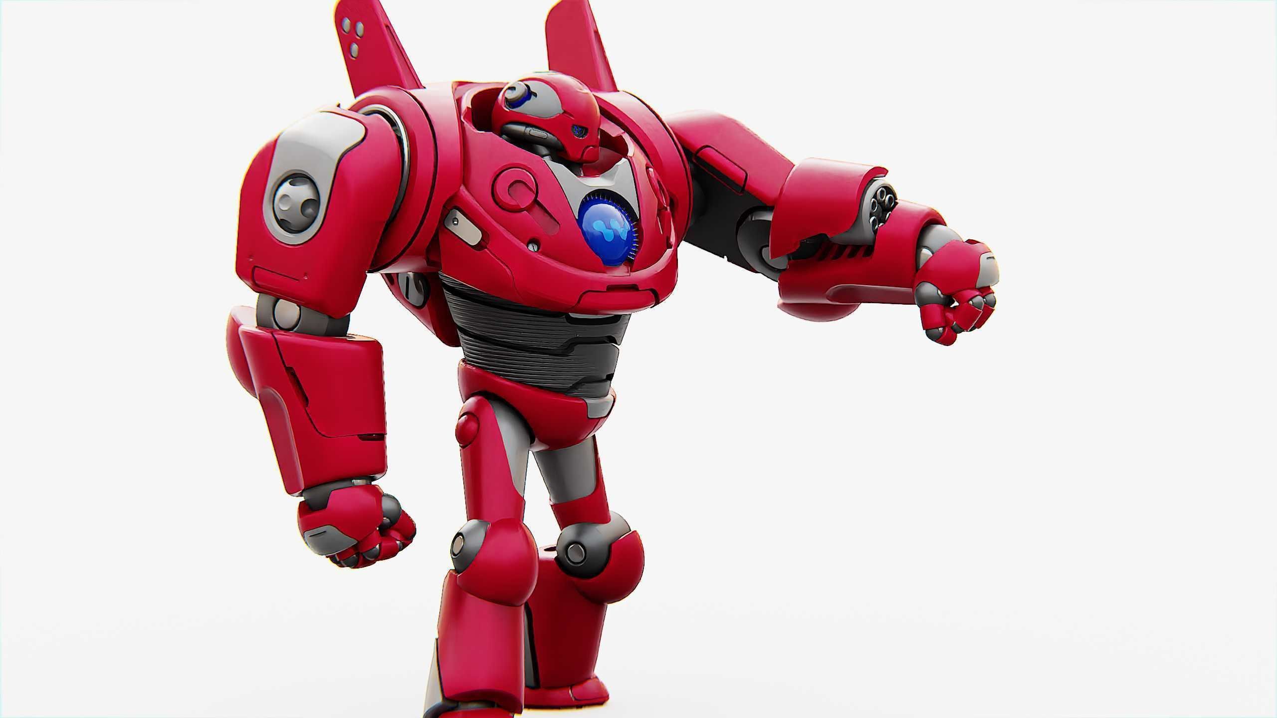 BATTLE DROID RED DEMON  RIGGED 3D model_4