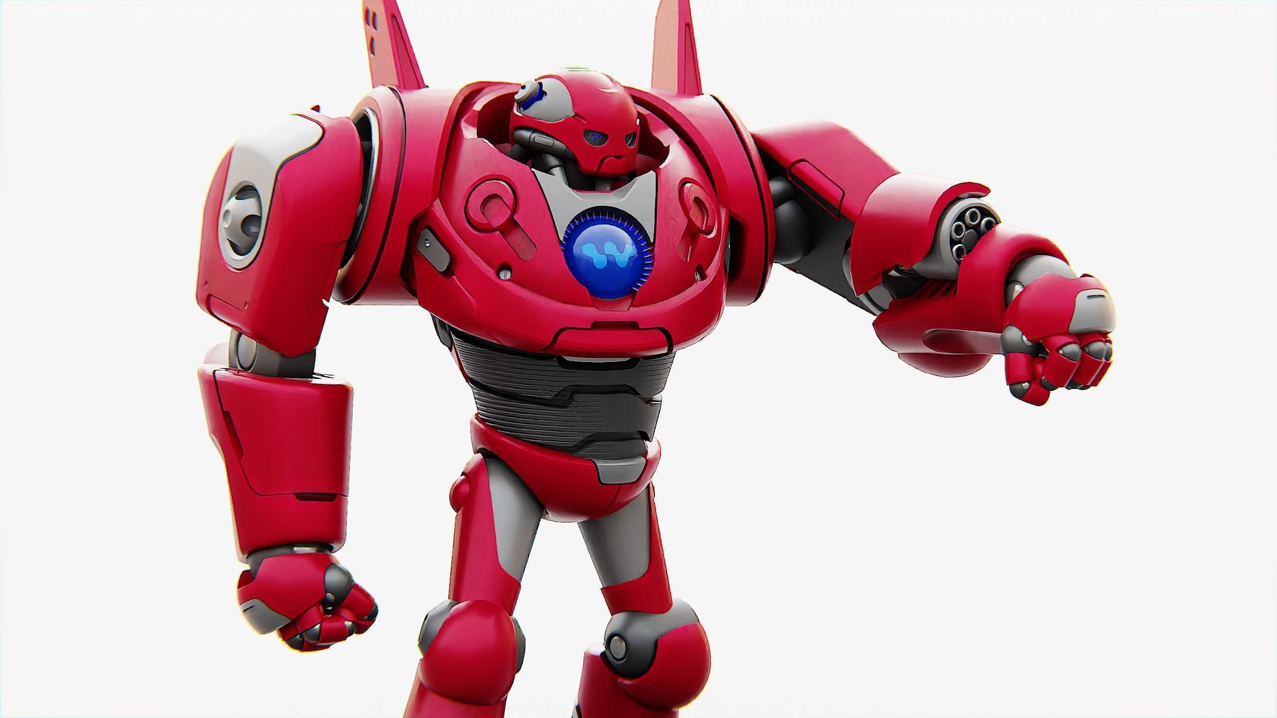 BATTLE DROID RED DEMON  RIGGED 3D model_3