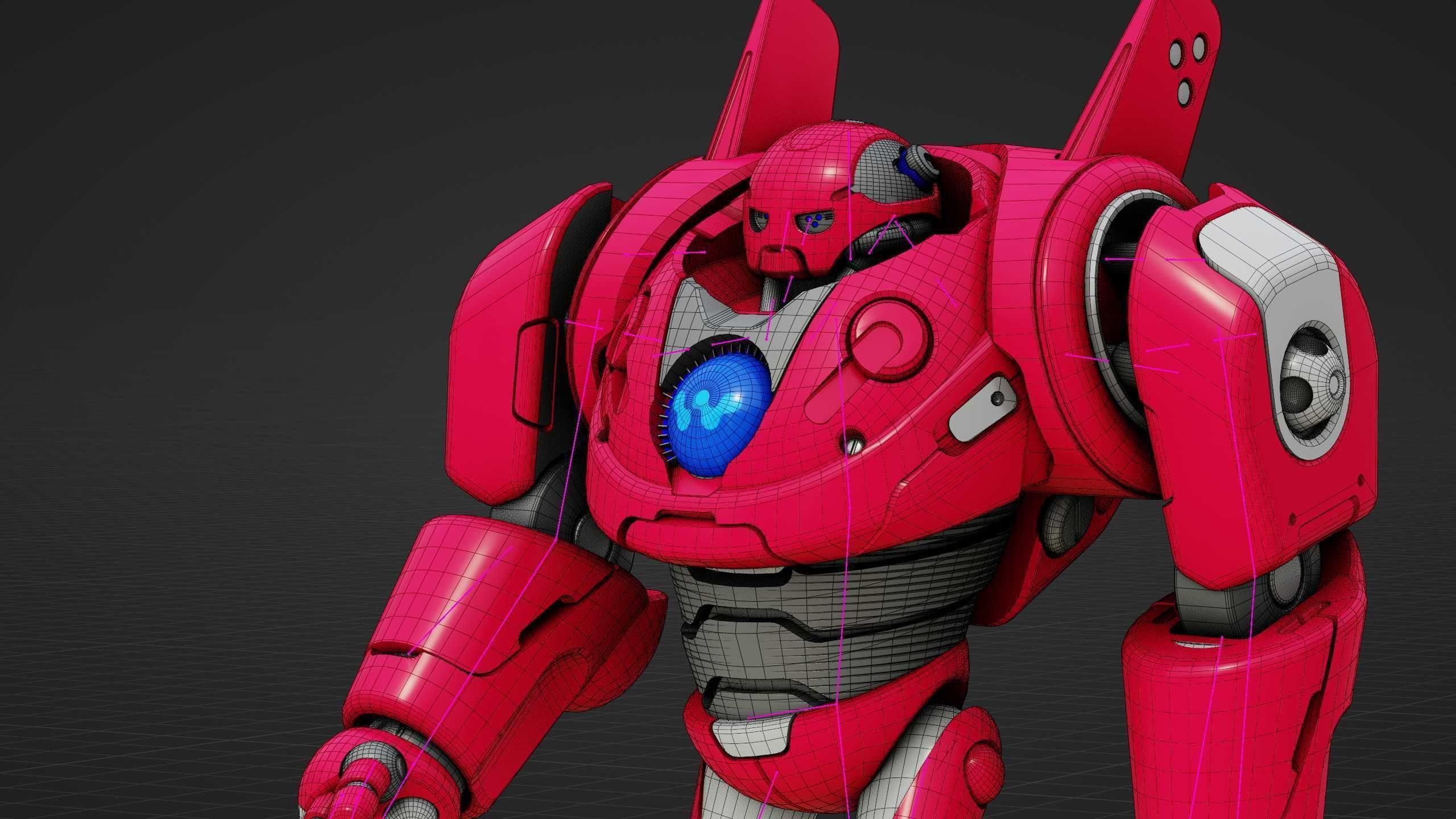 BATTLE DROID RED DEMON  RIGGED 3D model_37