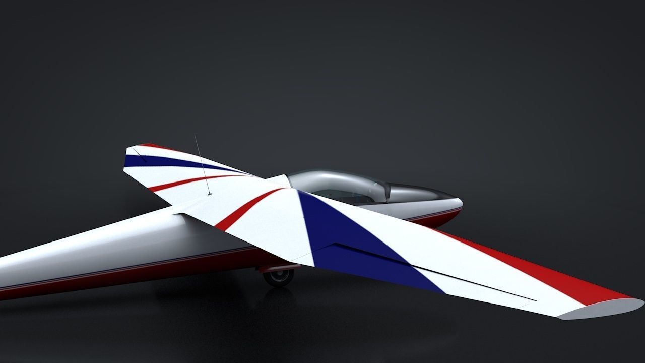Pilatus B-4 C4D Rigged Sailplane Low-poly 3D model_8