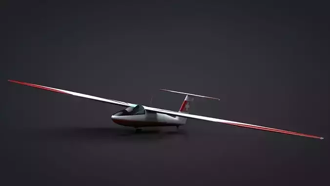 Pilatus B-4 C4D Rigged Sailplane Low-poly 3D model