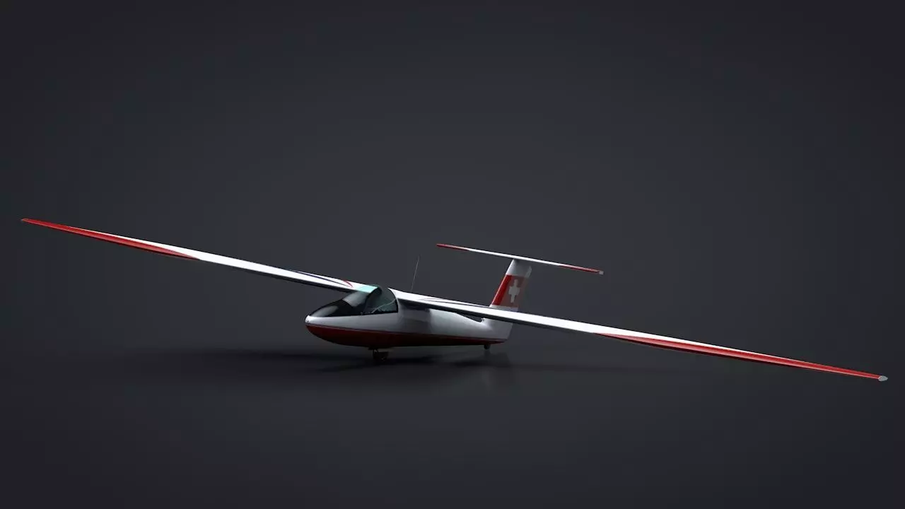 Pilatus B-4 C4D Rigged Sailplane Low-poly 3D model_0