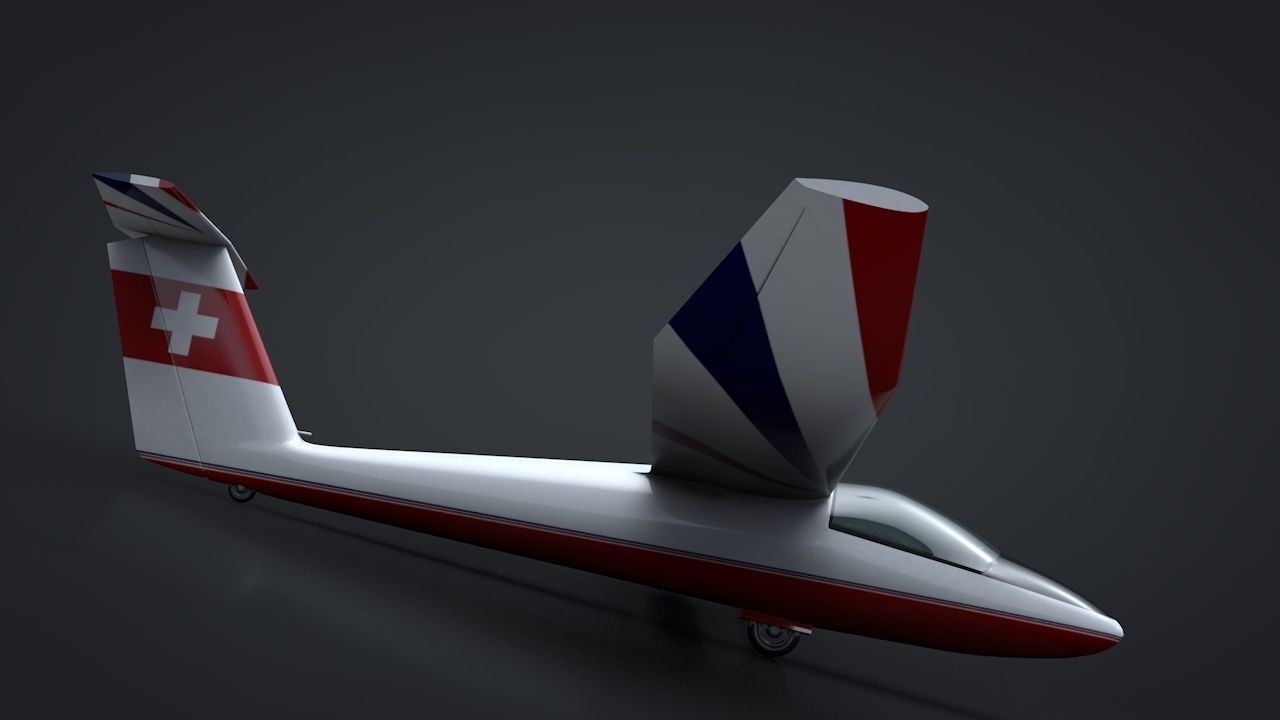 Pilatus B-4 C4D Rigged Sailplane Low-poly 3D model_9