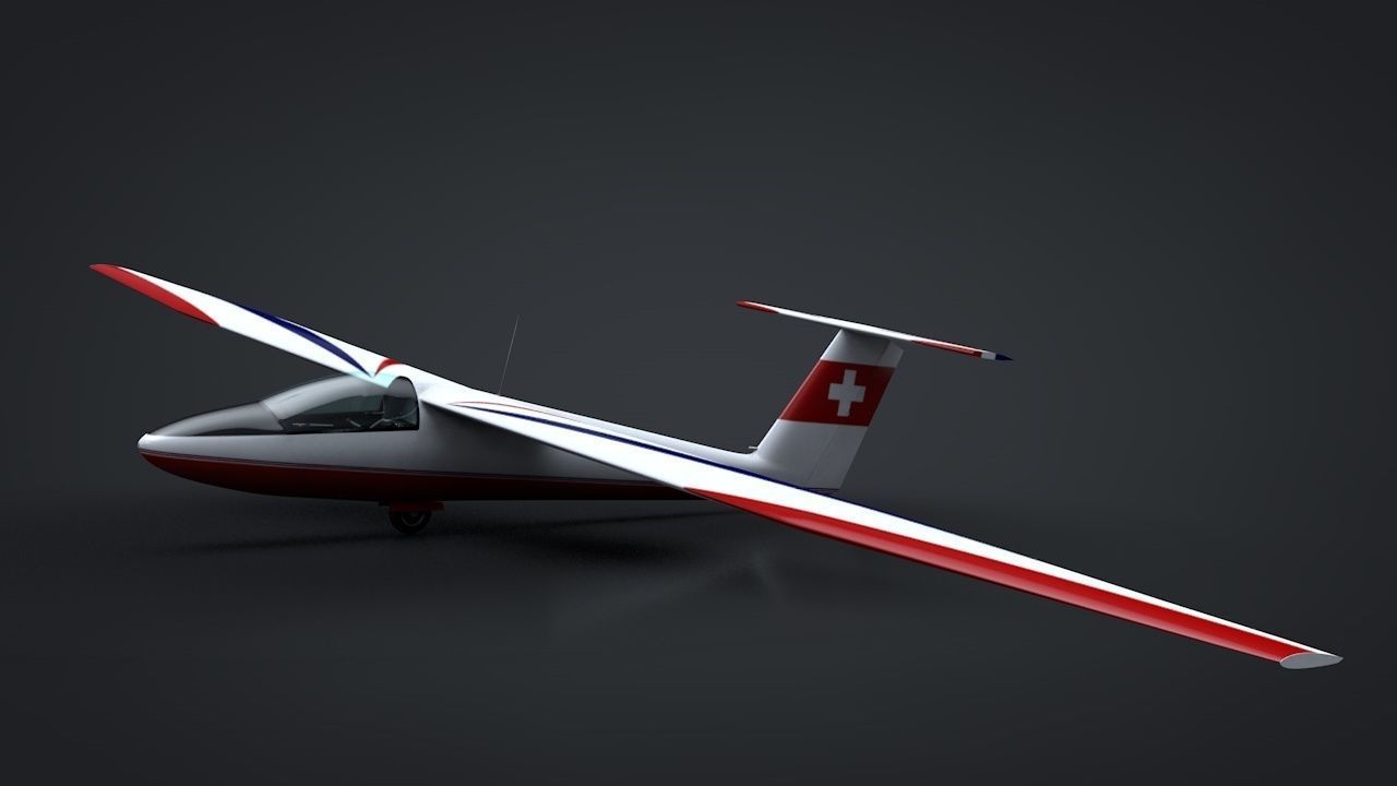 Pilatus B-4 C4D Rigged Sailplane Low-poly 3D model_4