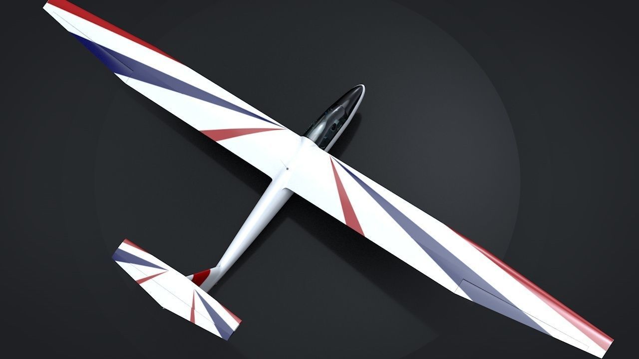 Pilatus B-4 C4D Rigged Sailplane Low-poly 3D model_10