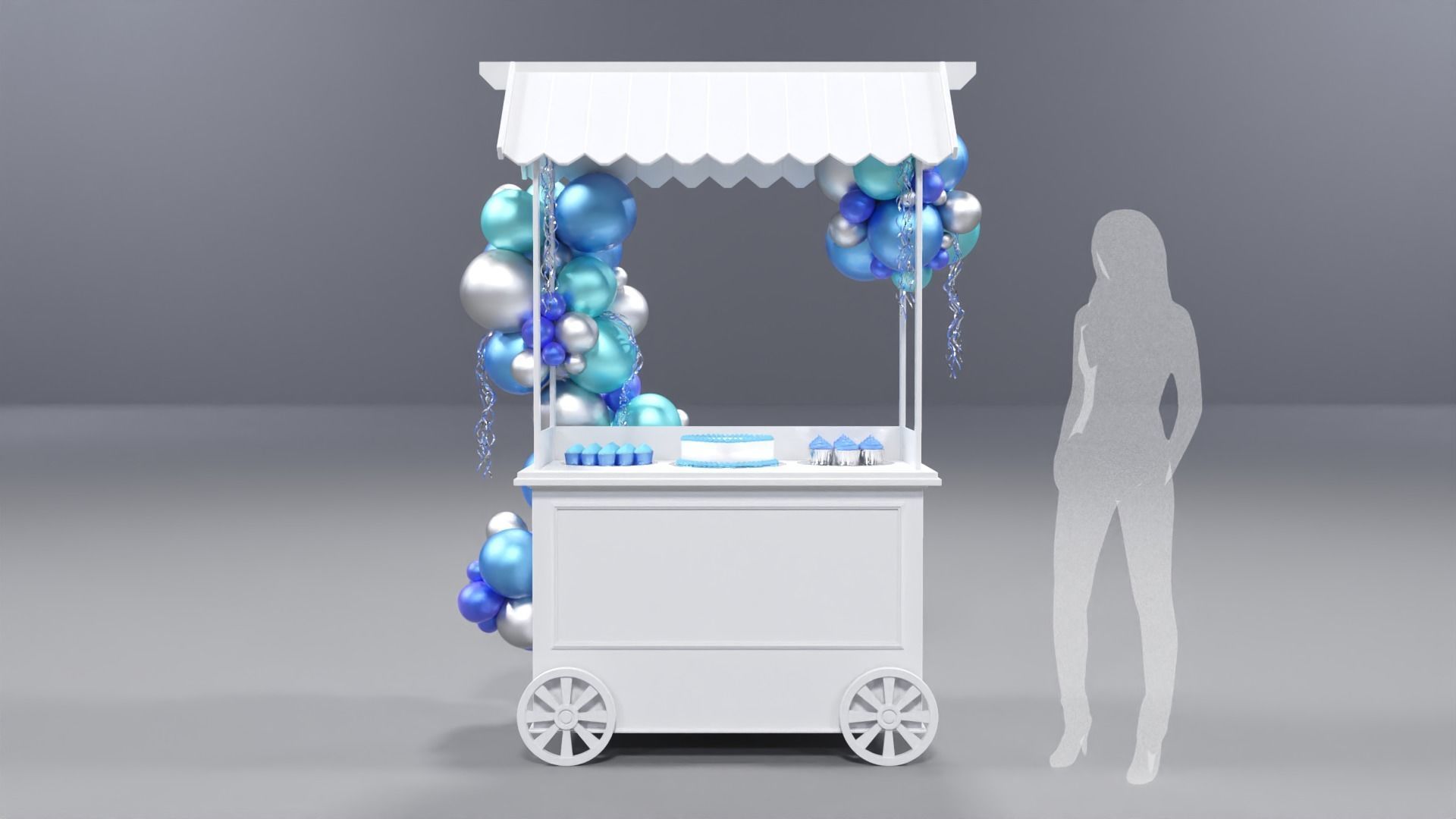 Wooden Party Candy Cart 3 3D model_2