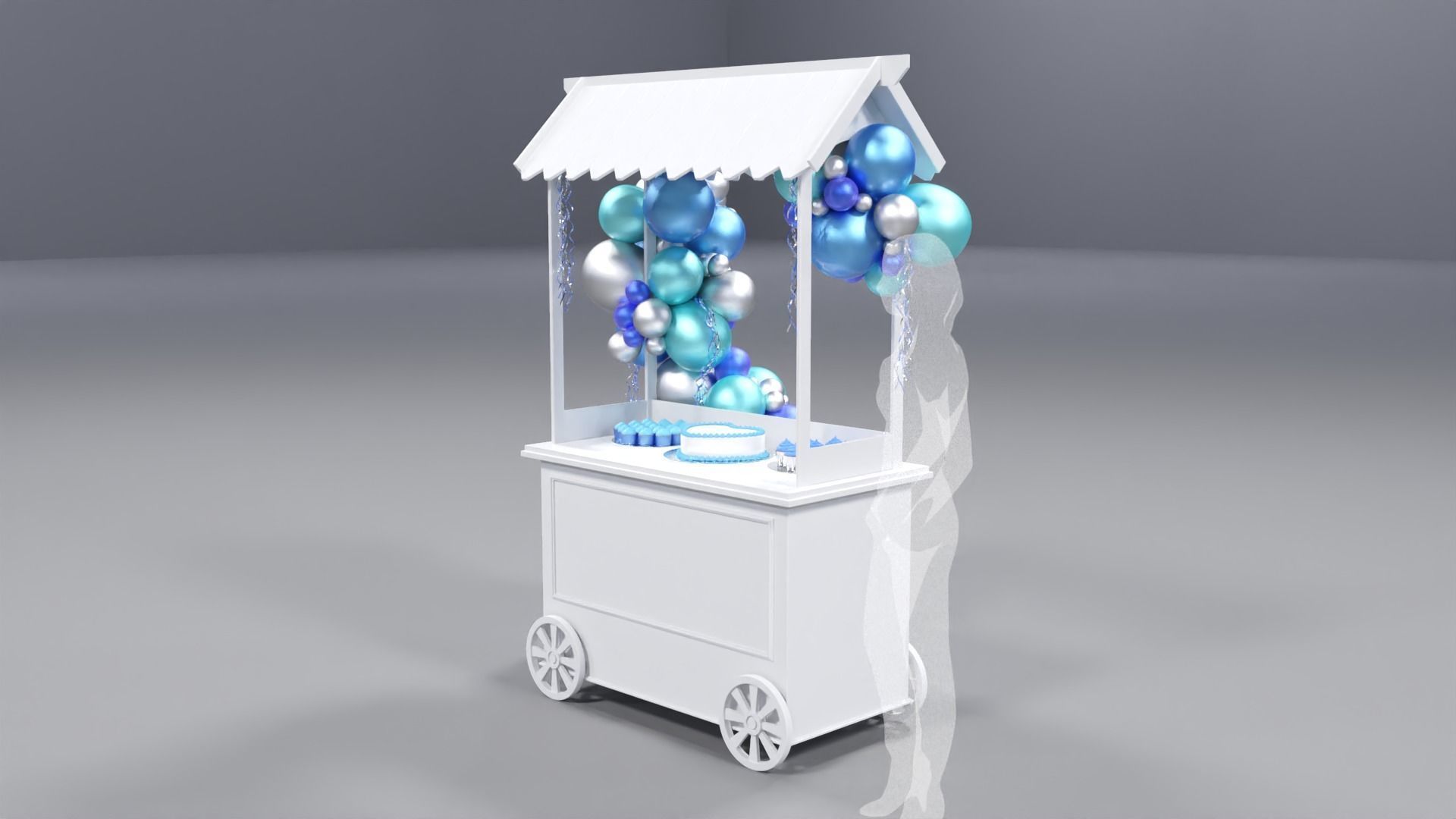 Wooden Party Candy Cart 3 3D model_3