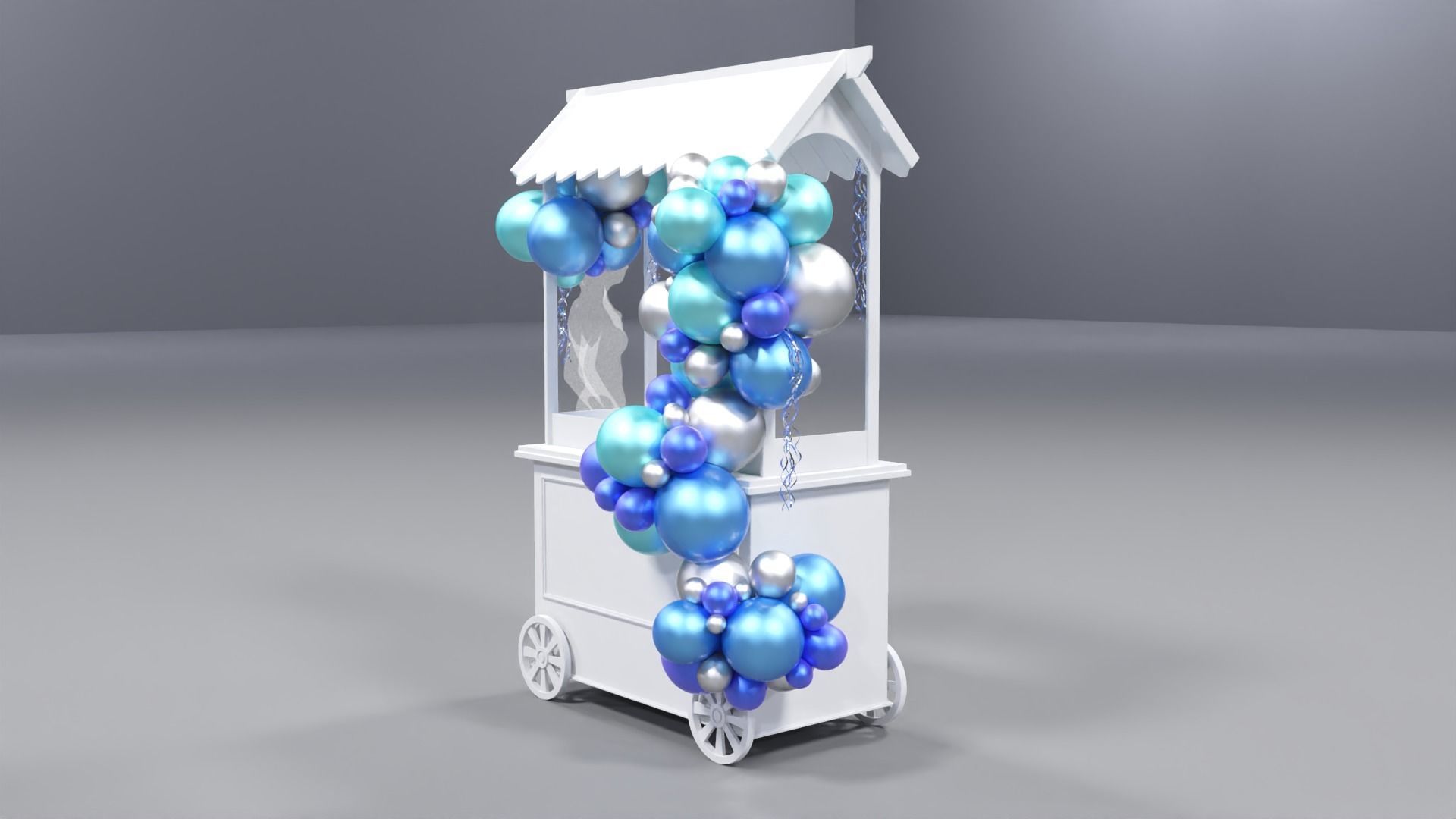 Wooden Party Candy Cart 3 3D model_5