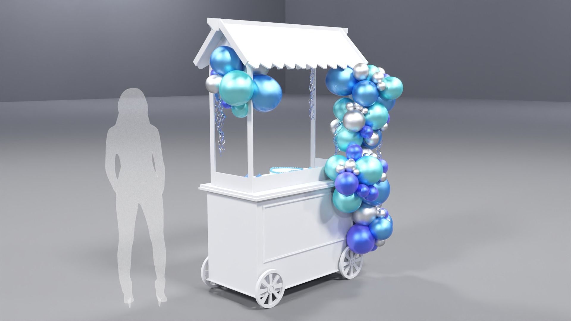 Wooden Party Candy Cart 3 3D model_4