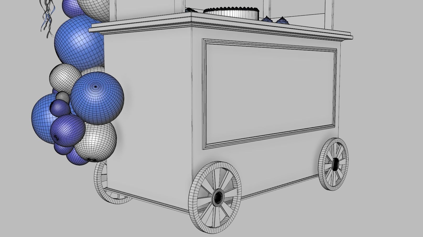 Wooden Party Candy Cart 3 3D model_12