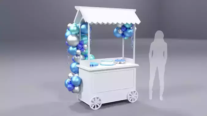 Wooden Party Candy Cart 3 3D model