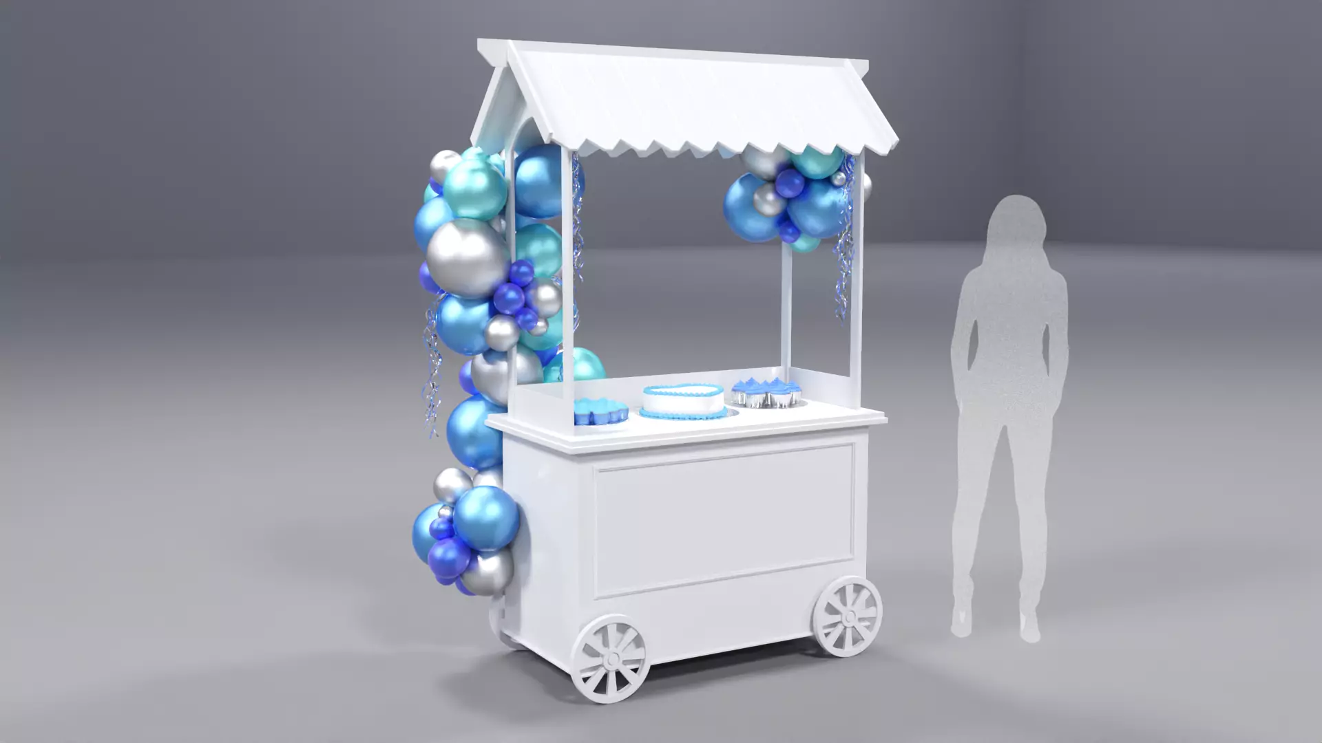 Wooden Party Candy Cart 3 3D model_0