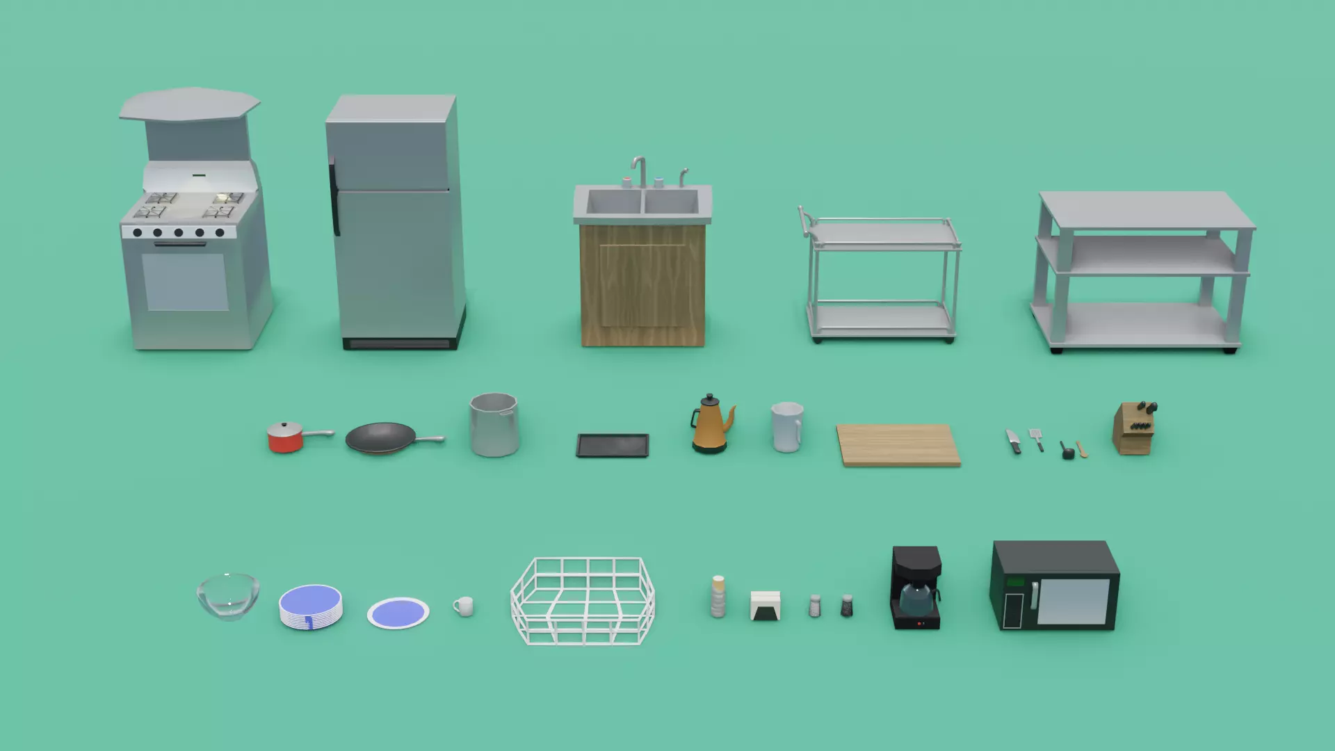 Basic Kitchen Pack Free low-poly 3D model