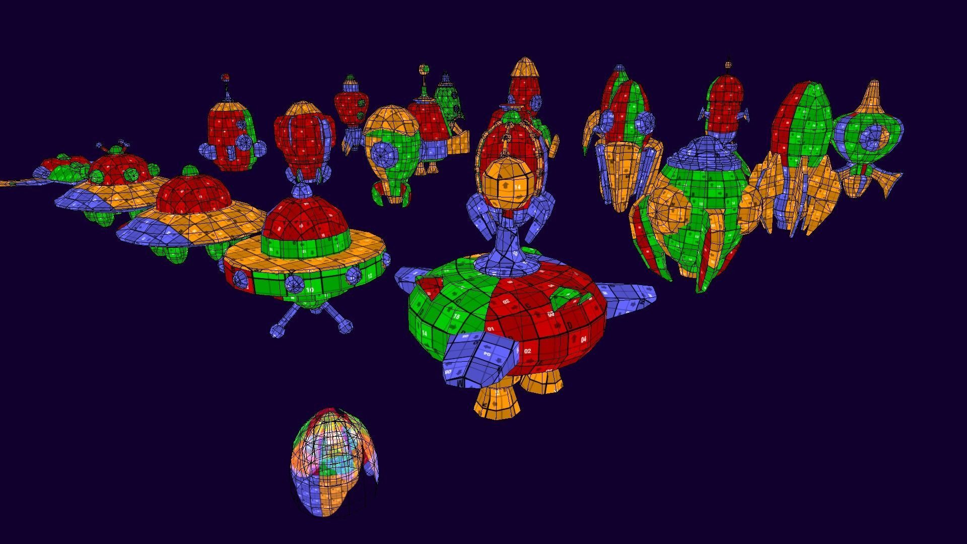 Cartoon SpaceShip Pack Low-poly 3D model_11