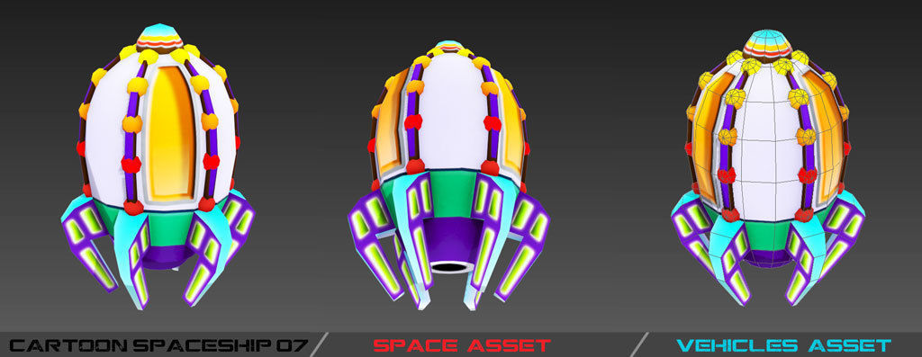 Cartoon SpaceShip Pack Low-poly 3D model_20