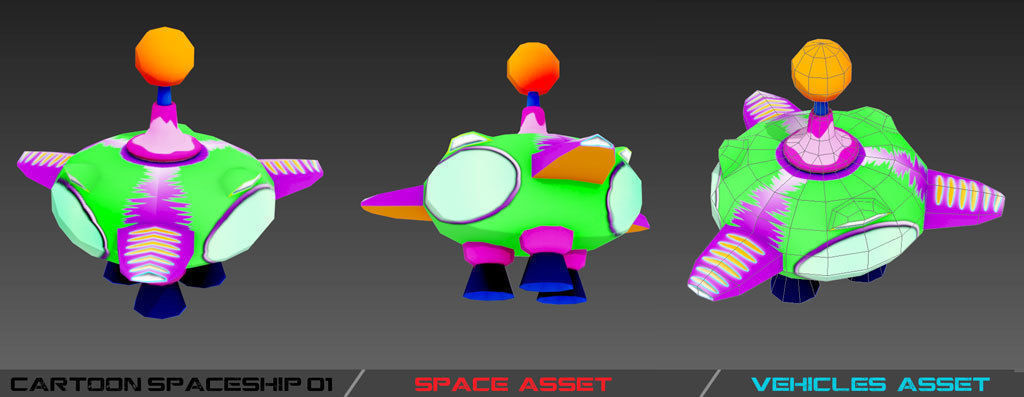 Cartoon SpaceShip Pack Low-poly 3D model_14