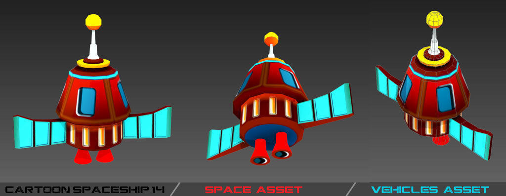 Cartoon SpaceShip Pack Low-poly 3D model_27