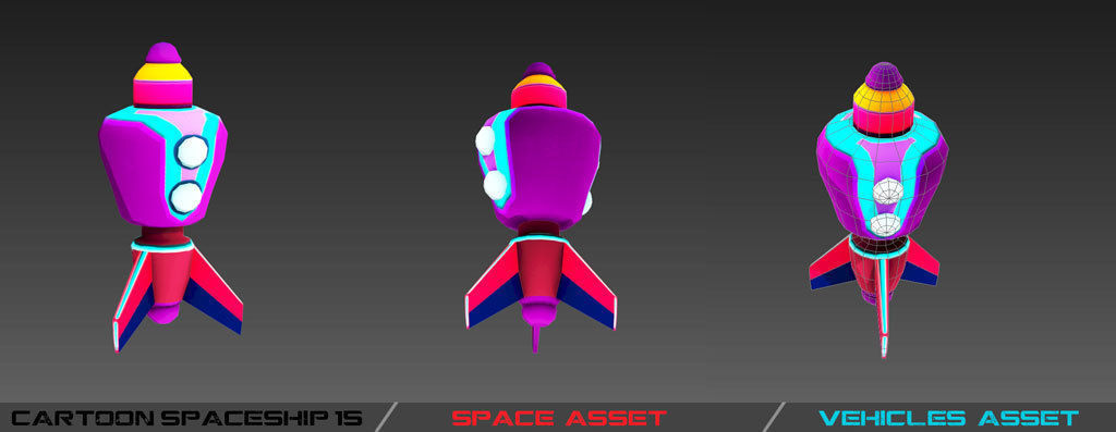Cartoon SpaceShip Pack Low-poly 3D model_28