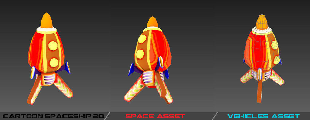 Cartoon SpaceShip Pack Low-poly 3D model_33