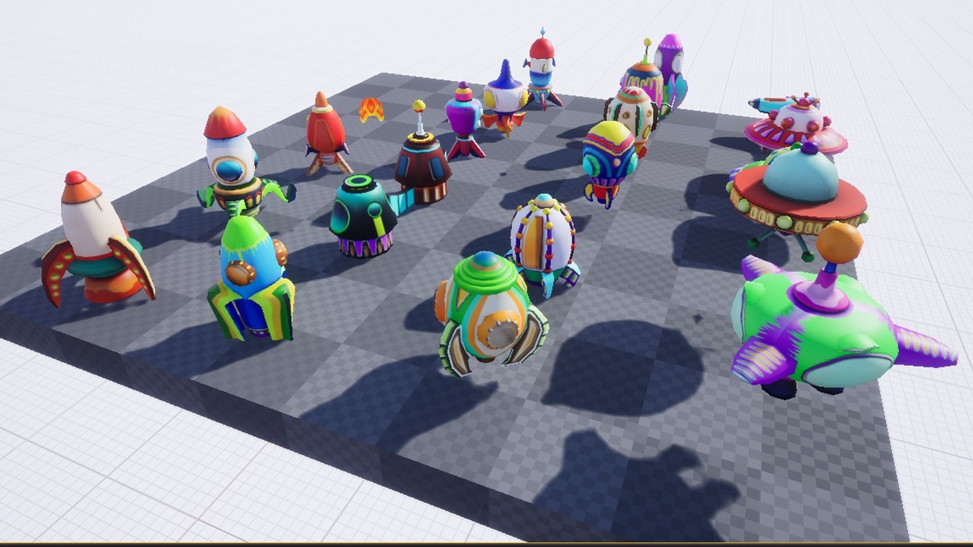 Cartoon SpaceShip Pack Low-poly 3D model_2