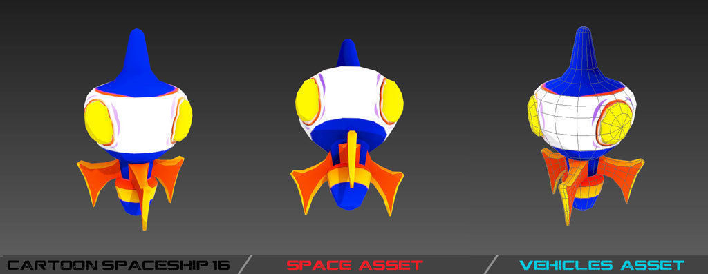 Cartoon SpaceShip Pack Low-poly 3D model_29