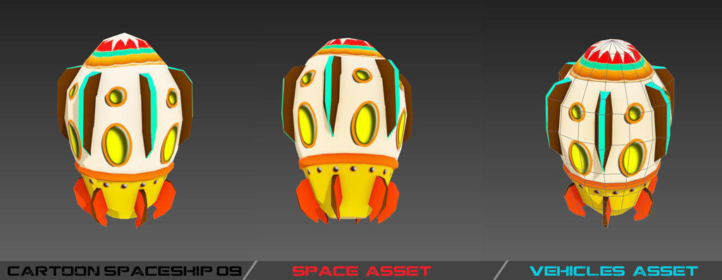 Cartoon SpaceShip Pack Low-poly 3D model_22