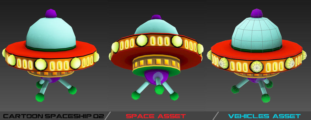 Cartoon SpaceShip Pack Low-poly 3D model_15