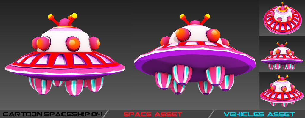 Cartoon SpaceShip Pack Low-poly 3D model_17