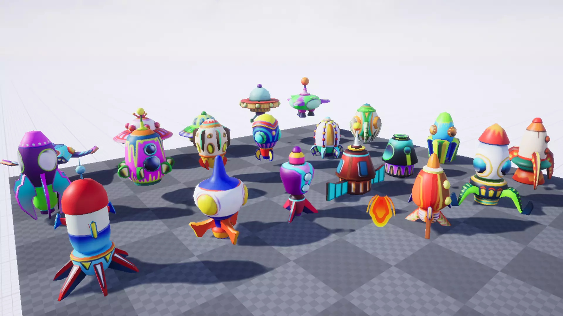 Cartoon SpaceShip Pack Low-poly 3D model_0