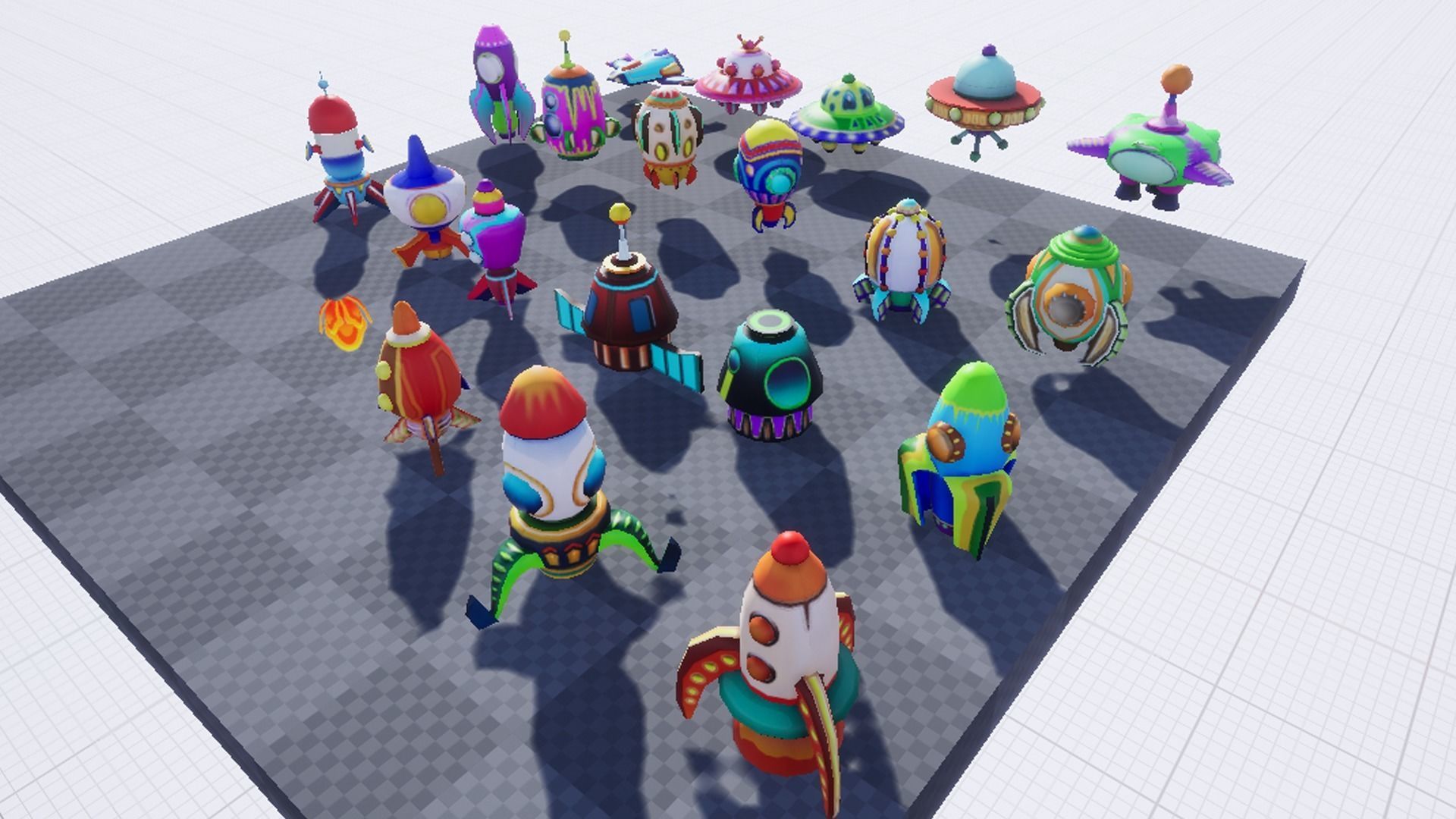 Cartoon SpaceShip Pack Low-poly 3D model_4