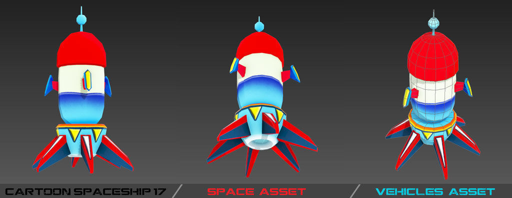 Cartoon SpaceShip Pack Low-poly 3D model_30