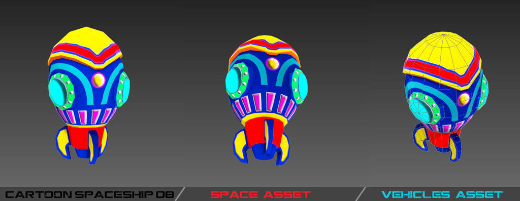 Cartoon SpaceShip Pack Low-poly 3D model_21