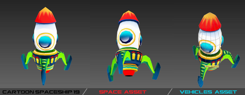 Cartoon SpaceShip Pack Low-poly 3D model_32