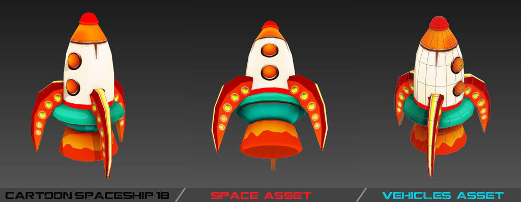 Cartoon SpaceShip Pack Low-poly 3D model_31