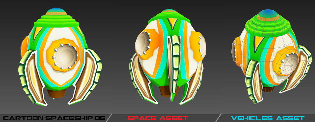 Cartoon SpaceShip Pack Low-poly 3D model_19