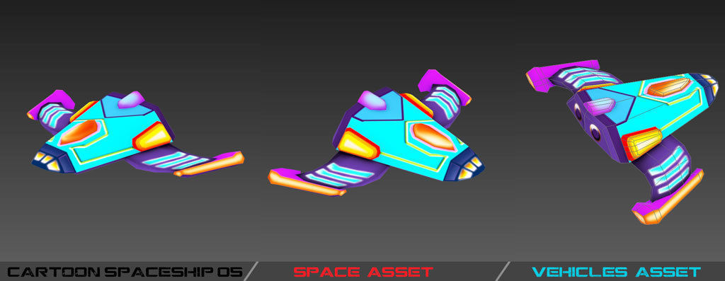 Cartoon SpaceShip Pack Low-poly 3D model_18
