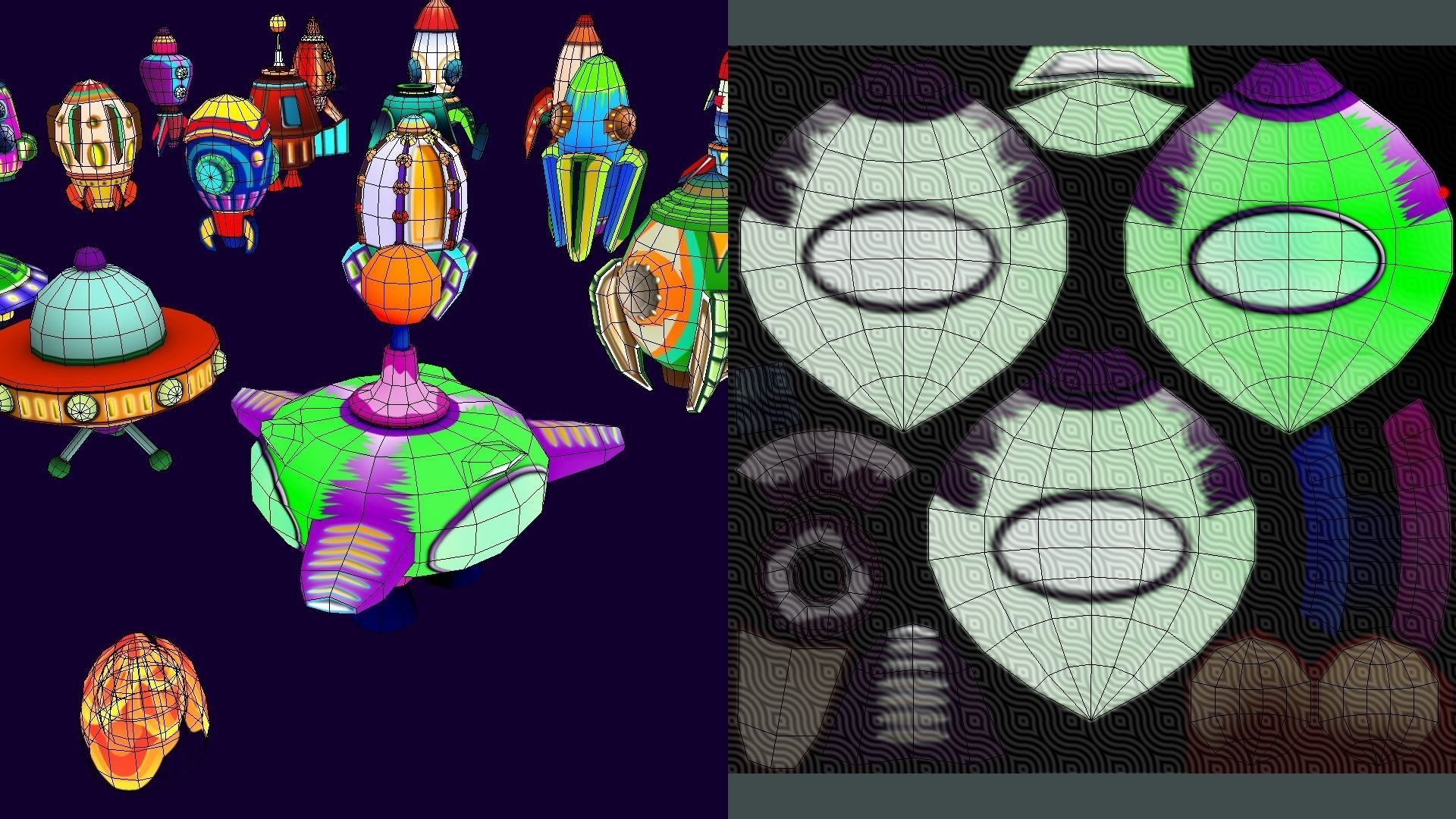 Cartoon SpaceShip Pack Low-poly 3D model_10