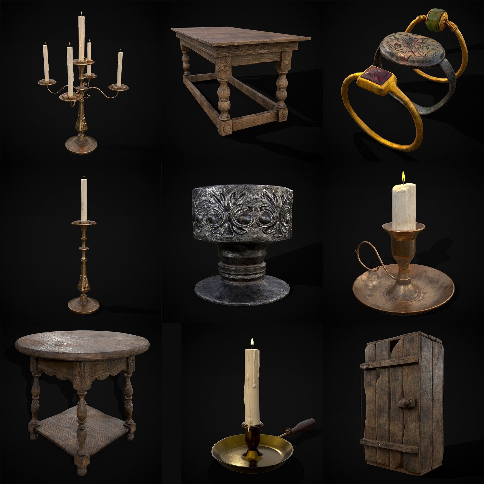 100 High Quality Medieval Props Two 3D Model Collection_9