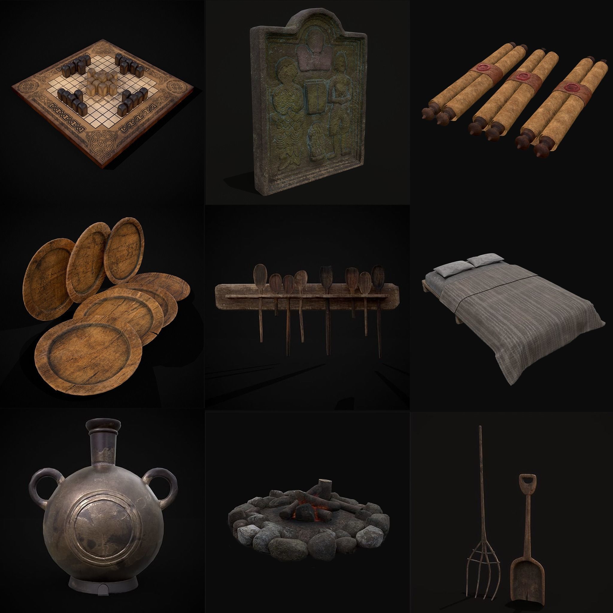 100 High Quality Medieval Props Two 3D Model Collection_3