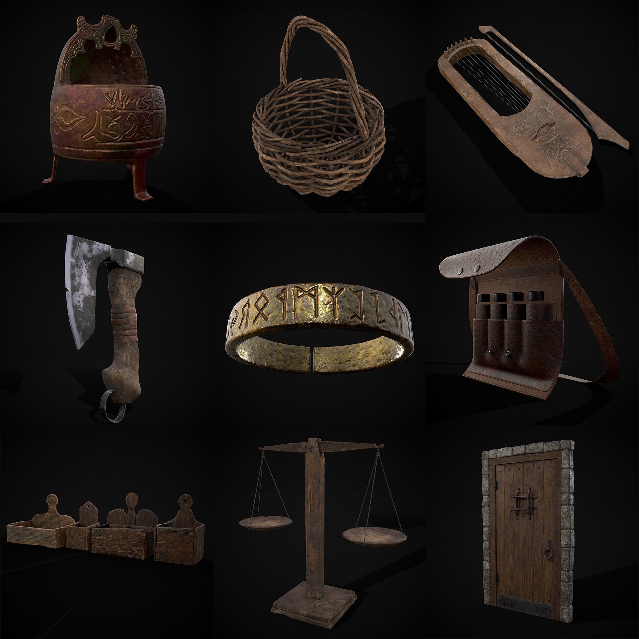 100 High Quality Medieval Props Two 3D Model Collection_11