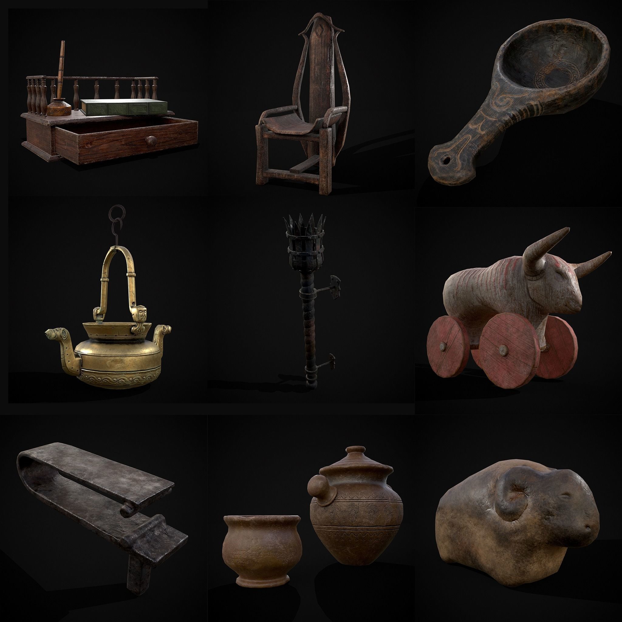100 High Quality Medieval Props Two 3D Model Collection_7