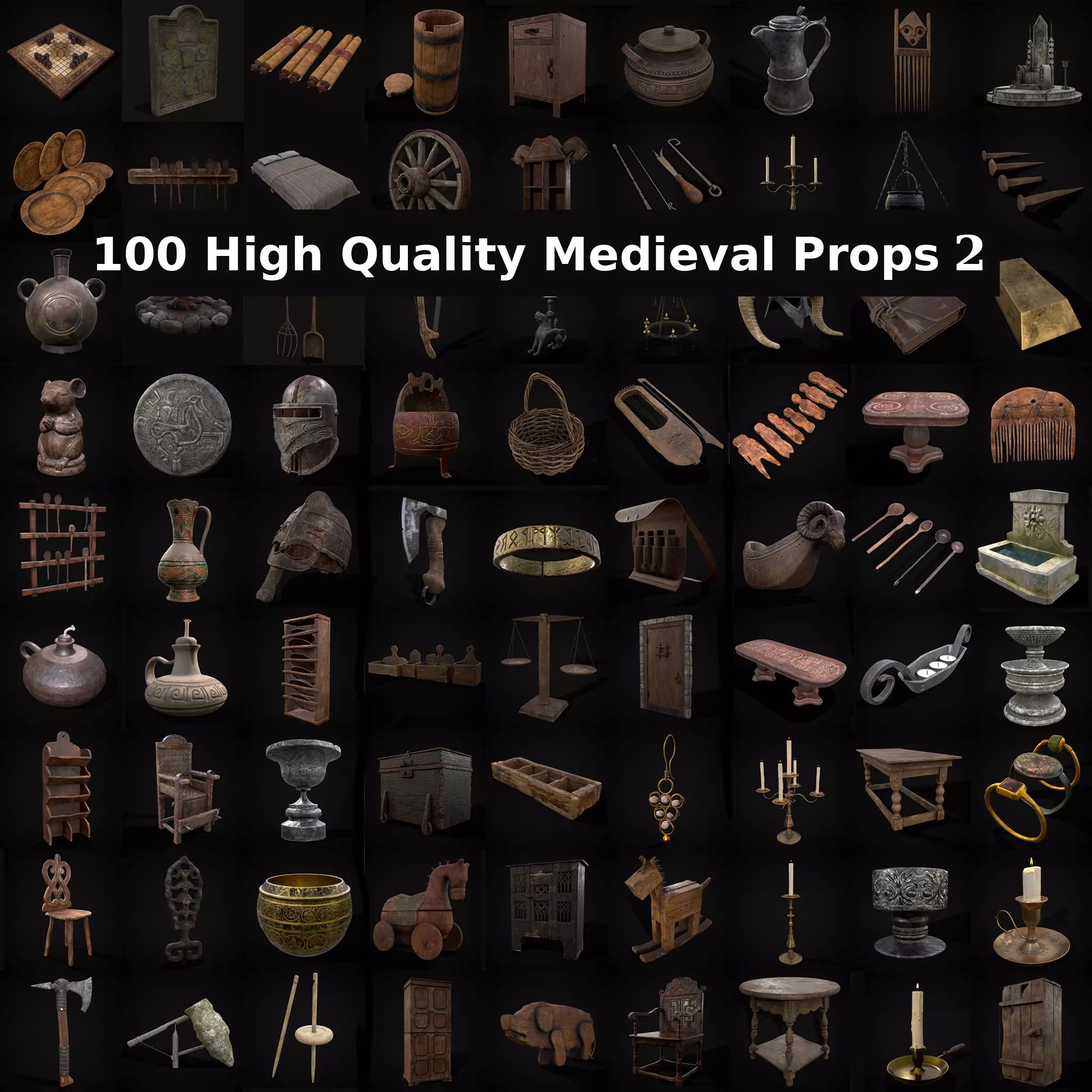 100 High Quality Medieval Props Two 3D Model Collection_0