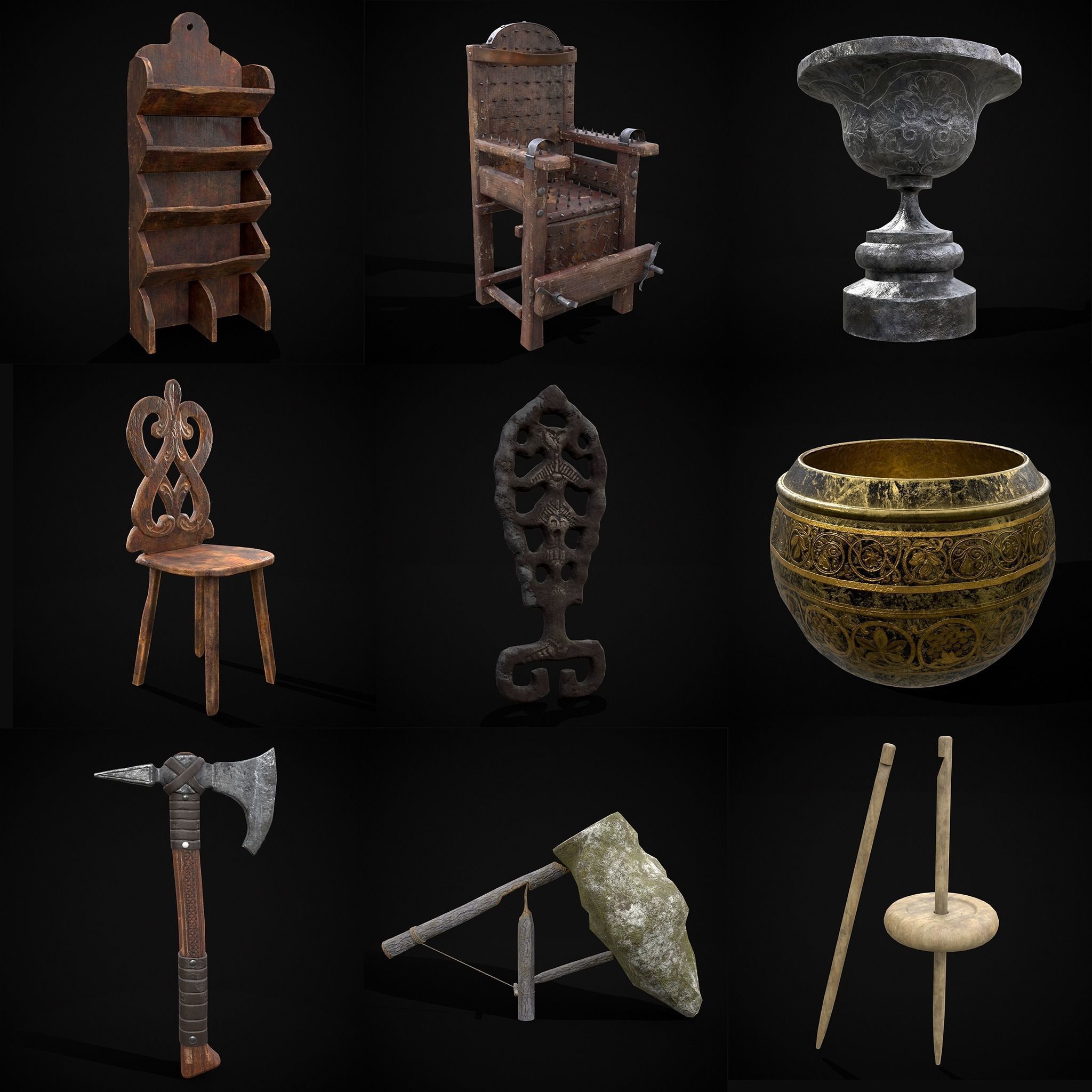 100 High Quality Medieval Props Two 3D Model Collection_8