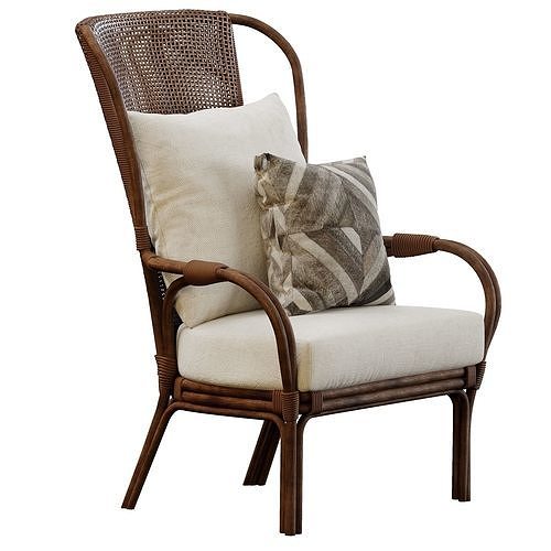 PARKER RATTAN OCCASIONAL CHAIR 3D model 5
