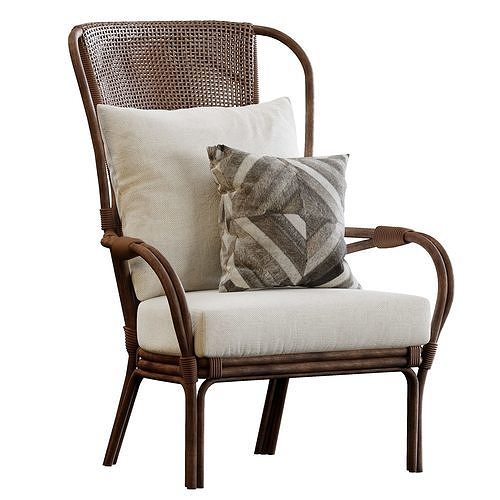 PARKER RATTAN OCCASIONAL CHAIR 3D model 2
