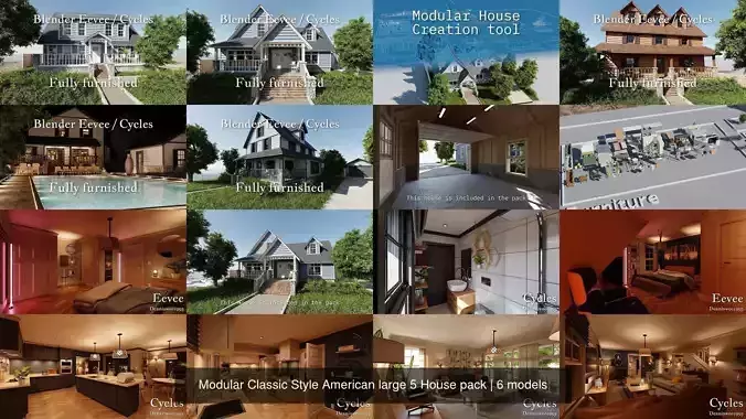 Modular Classic Style American large 5 House pack