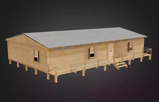 Wooden house on stilts and construction set