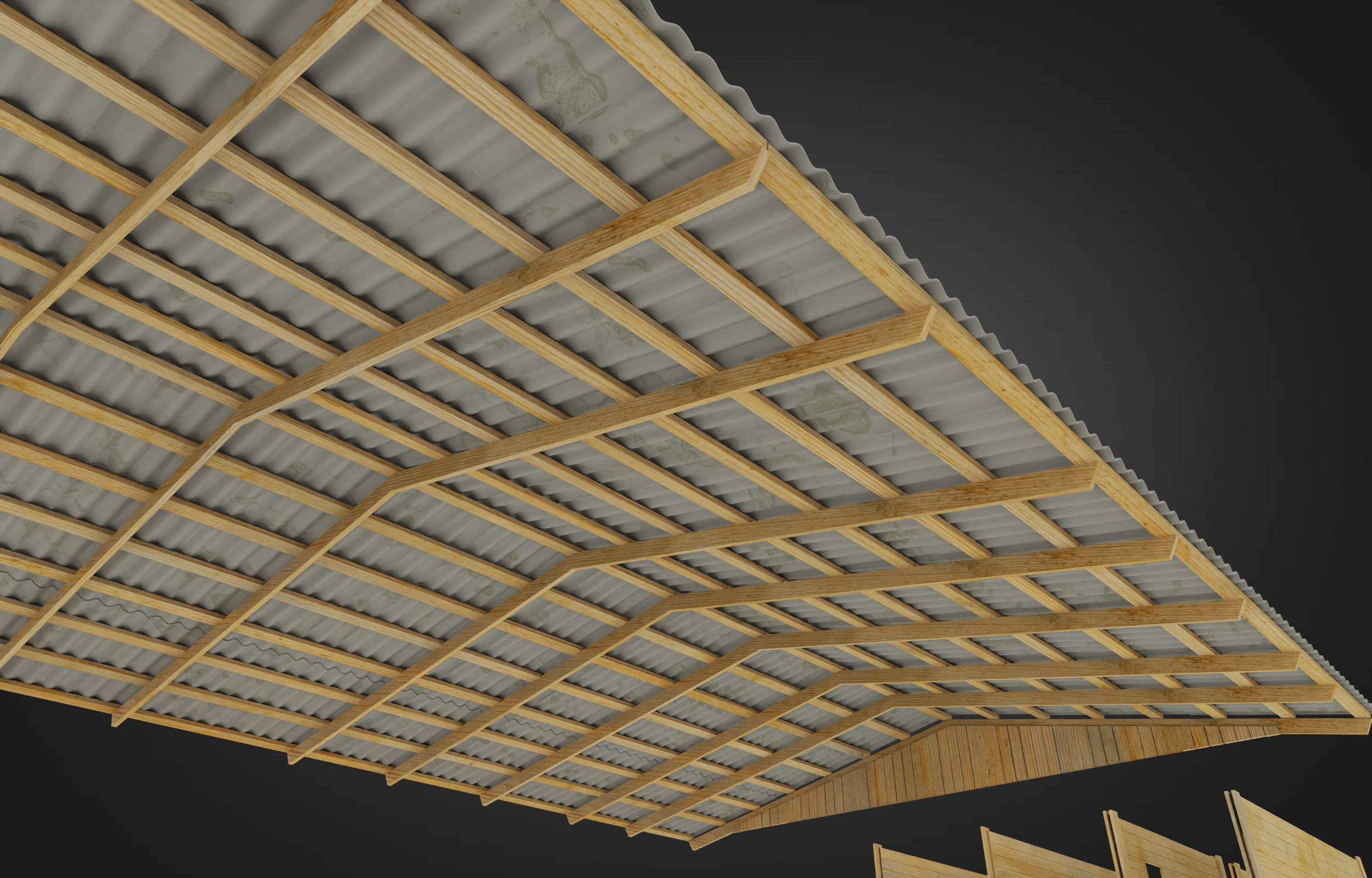 Wooden house on stilts and construction set Low-poly 3D model_14