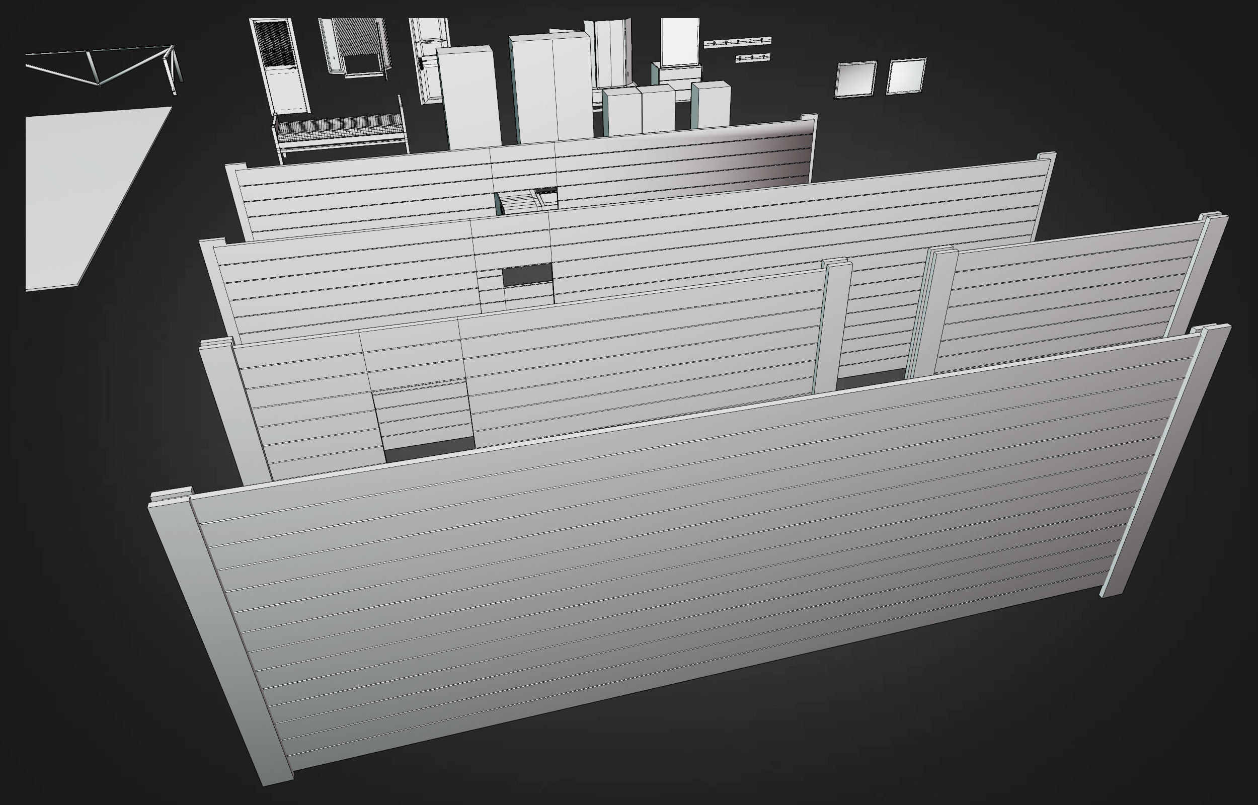 Wooden house on stilts and construction set Low-poly 3D model_15